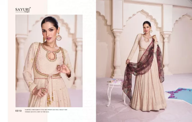 Sayuri Farida 5313 Beige Georgette Wedding Wear Gown With Dupatta Wholesale Price In Surat
